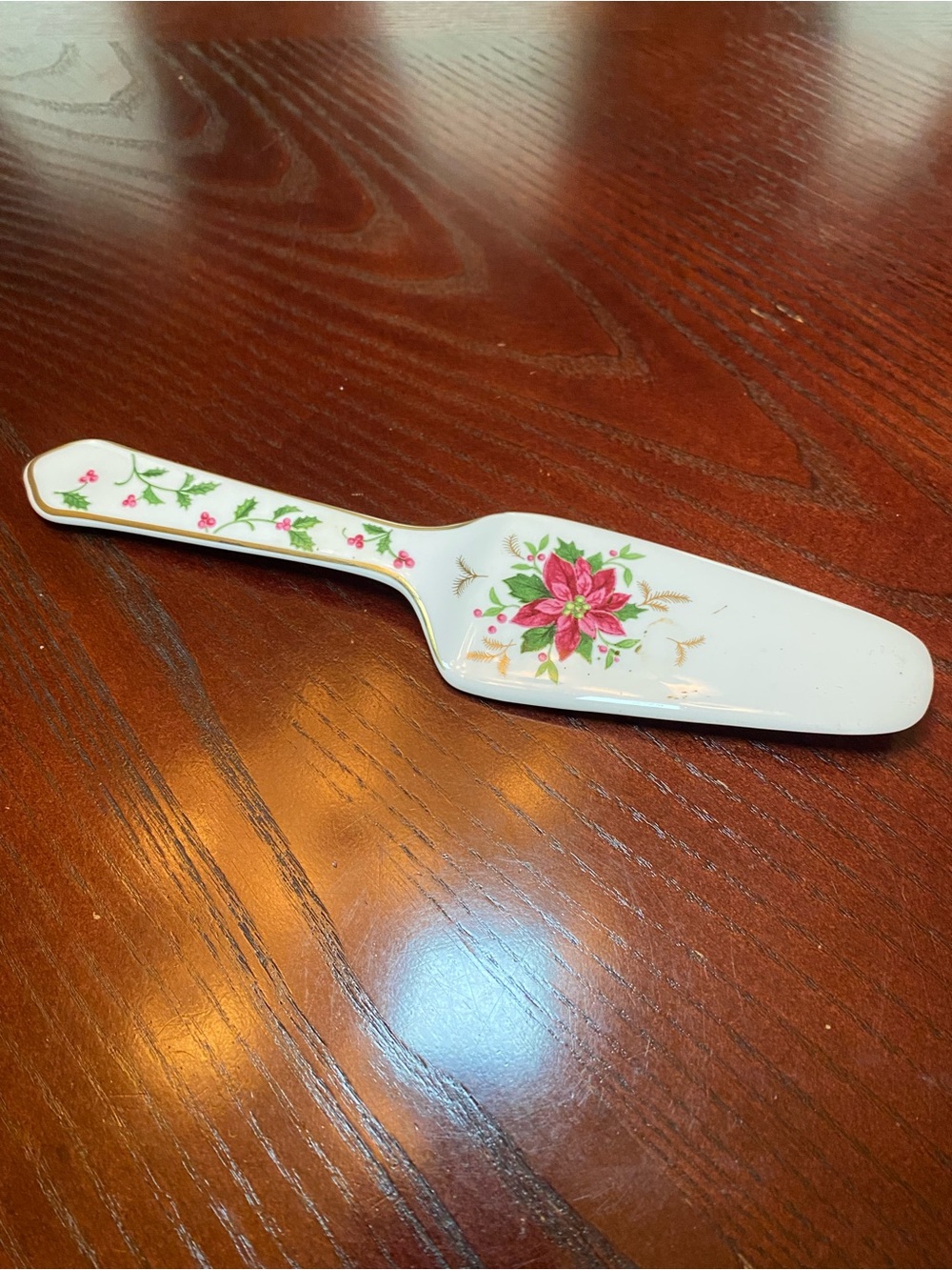 Porcelain Mikasa Bone China Cake Server poinsettia design - Picture 2 of 7